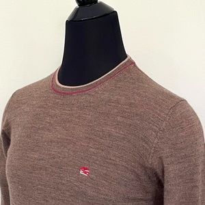 New Etro Sweater Crew Neck Virgin Wool Brown Pullover Sweater Etro Italy